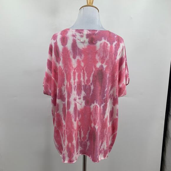 Free for Humanity Shirt Womens OS One Size Metallic Short Sleeve Tie Dye V Neck - Picture 6 of 11
